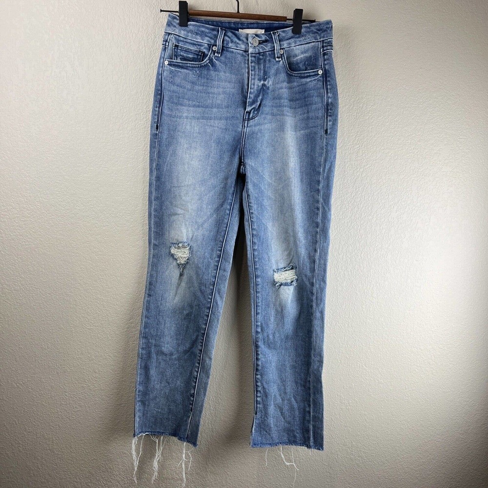 Habitual Jeans Women 26‎ Light Wash Distressed Pace Denim Straight Leg